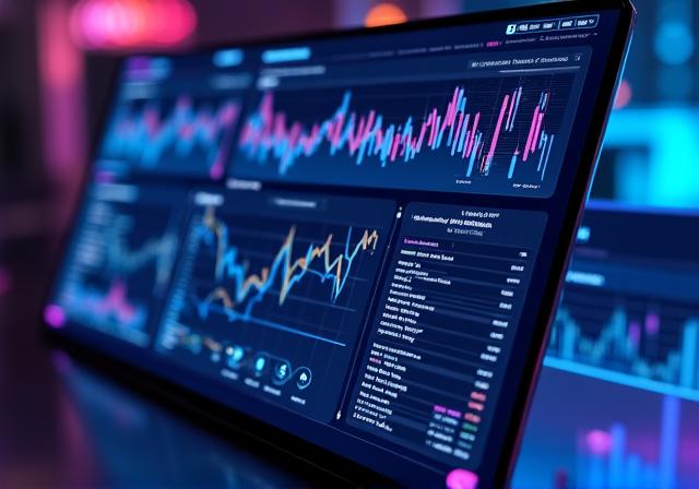 Comprehensive AI Dashboard interface showing predictive charts and real-time business KPIs