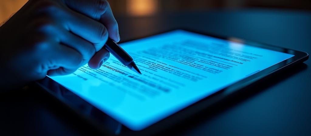 Close-up of a digital legal contract header with NovaStream AI branding